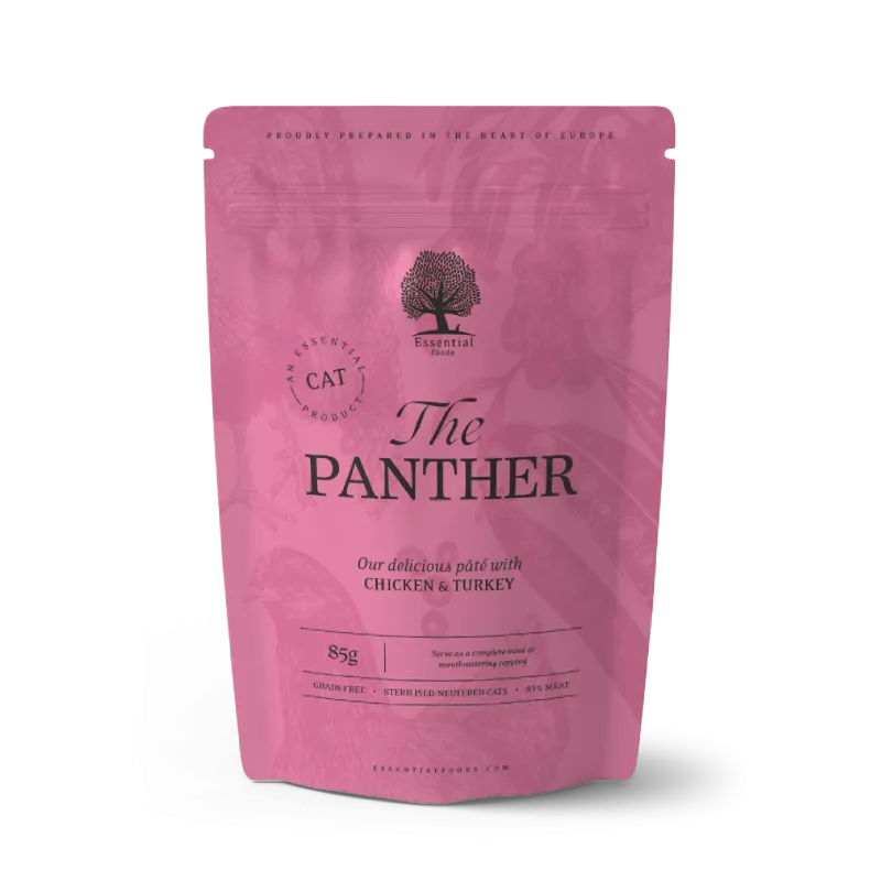 Pâtée ESSENTIAL PANTHER pour chat stérilisé, adulte ou inactif – 85g