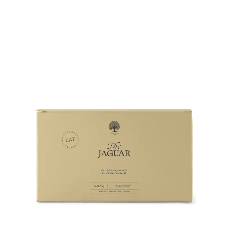 Lot de 12 Pâtées Chat JAGUAR 85g - Poulet frais & Saumon | ESSENTIAL FOODS Lot de 12 Pâtées Chat JAGUAR 85g - Poulet frais & Saumon | ESSENTIAL FOODS