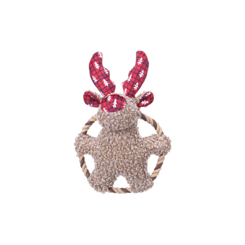 JOUET DE NOEL KROLA RENNE BRUN AVEC CORDE