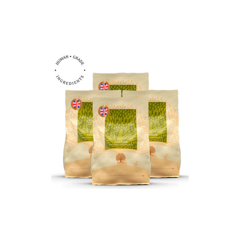 Lot de 4 x 2.5 Kg Contour – Recette Ultra-Premium British Heritage pour chiens toniques