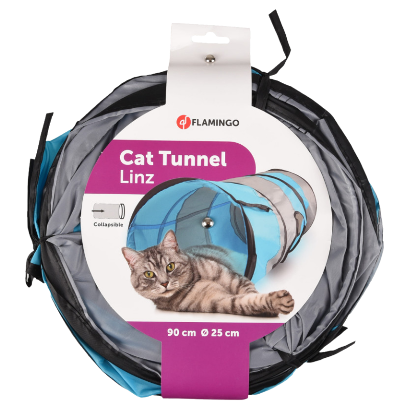 Tunnel pour chat Linz – 3 entrées, 90 cm, pliable et résistant