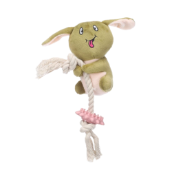 Jouet chiot Dadi Koala avec corde Flamingo – Peluche et anneau dentition vert