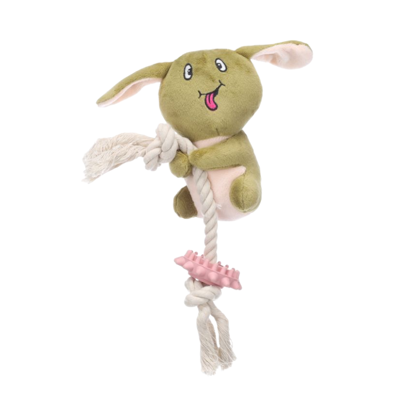 Jouet chiot Dadi Koala avec corde Flamingo – Peluche et anneau dentition vert