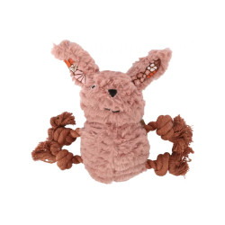 Jouet Rozette Lapin avec corde Rose pour chien