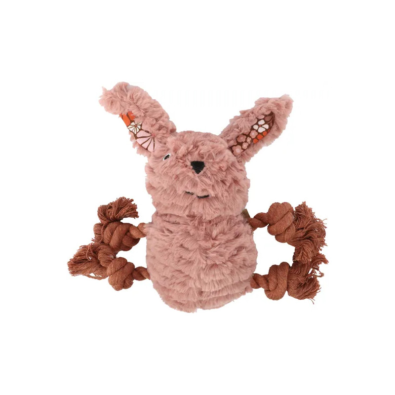 Jouet Rozette Lapin avec corde Rose pour chien